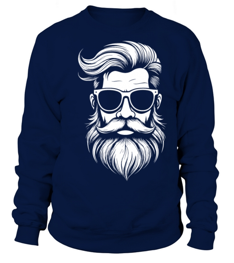 Black and white image of a bearded and mustachioed Sweatshirt Unisex