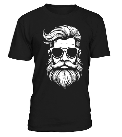 Black and white image of a bearded and mustachioed T-Shirt Unisex