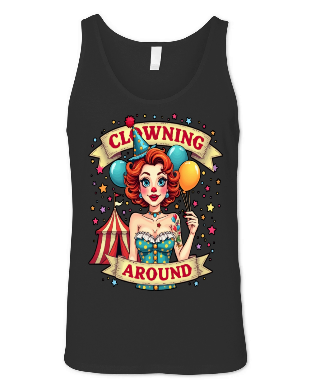 Clowning Around Pinup Fun Carnival Unisex Jersey Tank