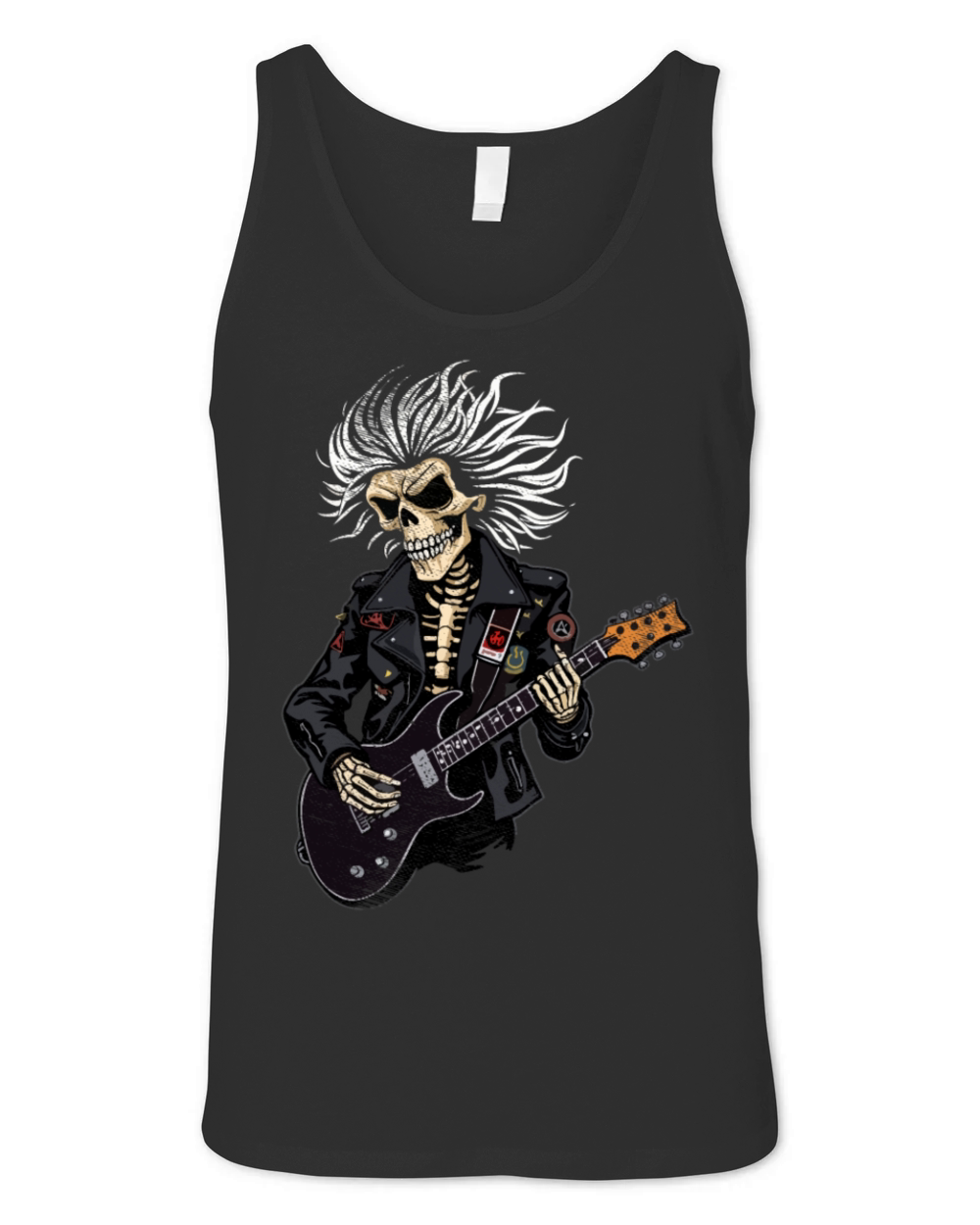 Vintage Skeleton Playing Guitar Rock Music Unisex Jersey Tank