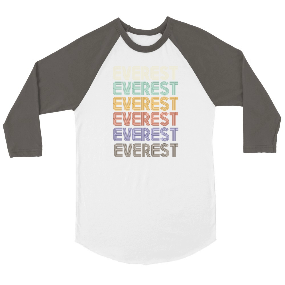 EVEREST First Name Retro Pattern Vintage Stylet Unisex ¾ sleeve Raglan T-shirt