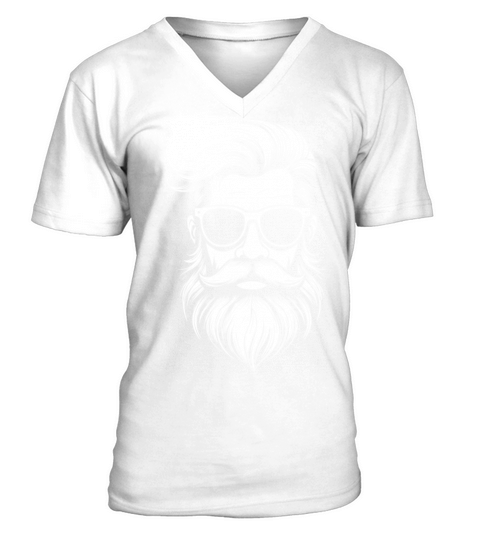 Black and white image of a bearded and mustachioed V-Neck T-shirt