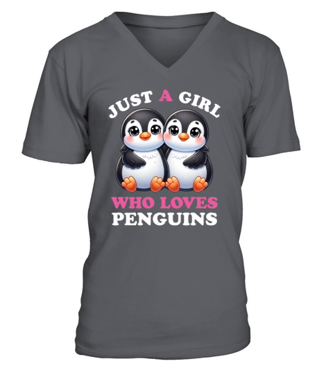 Just a Girl who Loves Penguins Women Penguin Lover V-Neck T-shirt