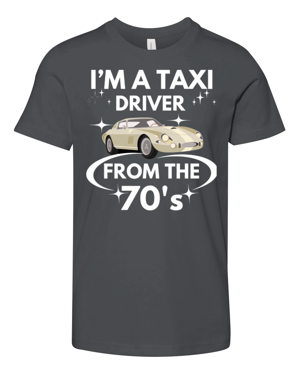 Funny Taxi Driver Old Antique Car 70s Vintage Cab Youth Unisex Jersey Tee