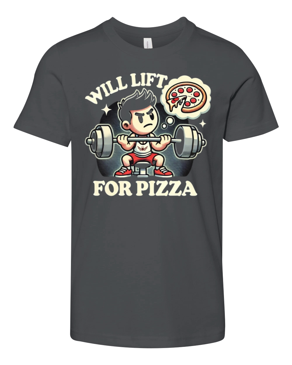 Will Lift for Pizza - Funny Gym Youth Unisex Jersey Tee