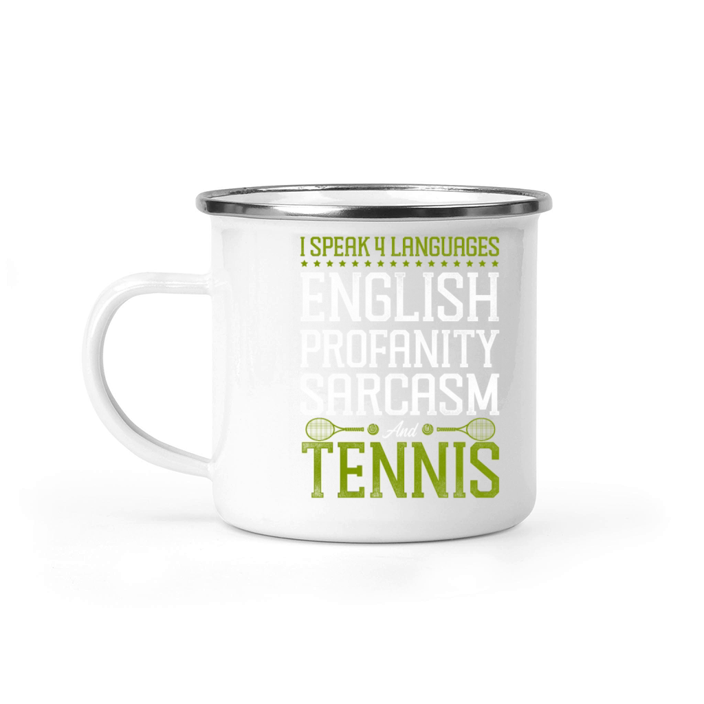 Funny Tennis Player Racket I Speak Camping Mug