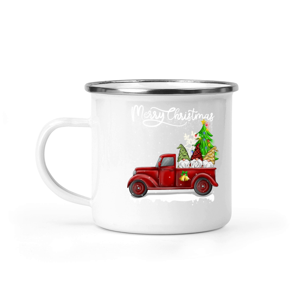 Merry Christmas Vintage Red Truck Gnomes Camping Mug