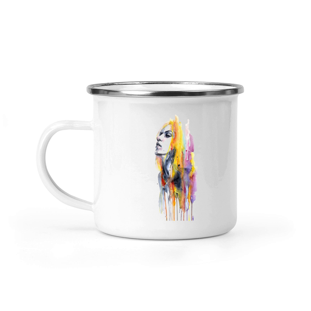 Women Watercolor Painting Camping Mug