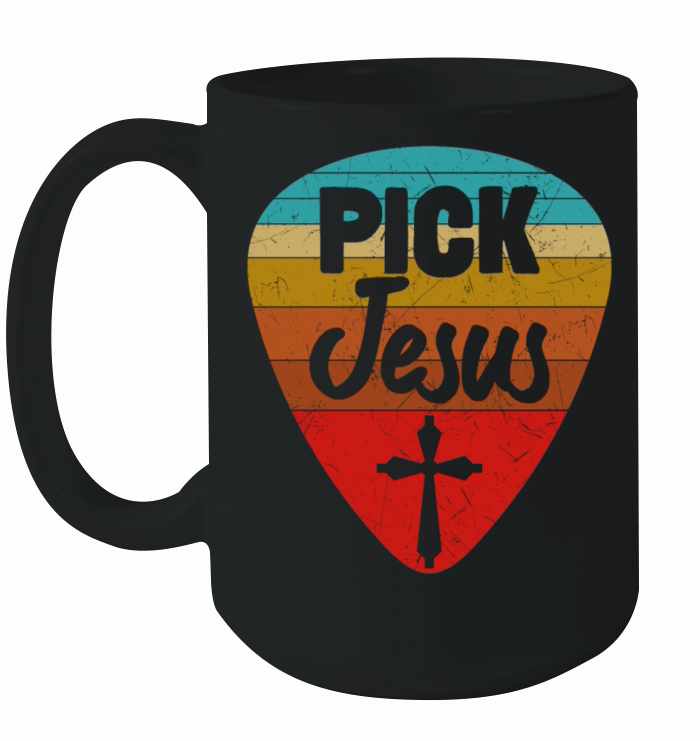 Vintage Guitarist Guitar Pick Christian Jesus Ceramic Mug