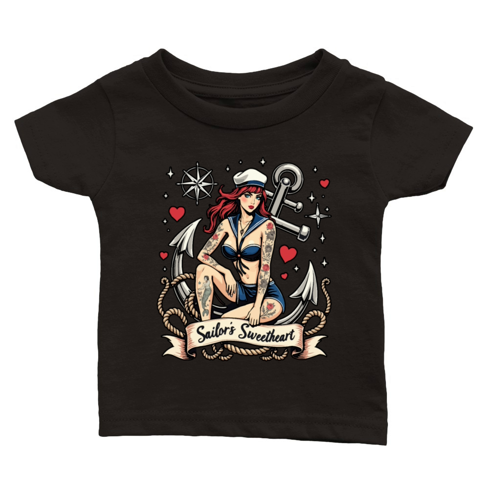 Sailors Sweetheart Pinup Nautical Classic Baby Crewneck T-shirt