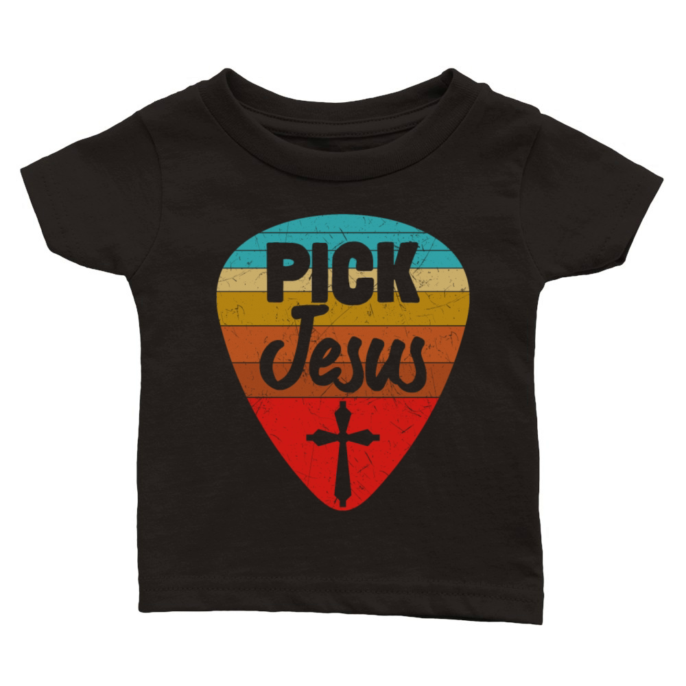 Vintage Guitarist Guitar Pick Christian Jesus Classic Baby Crewneck T-shirt