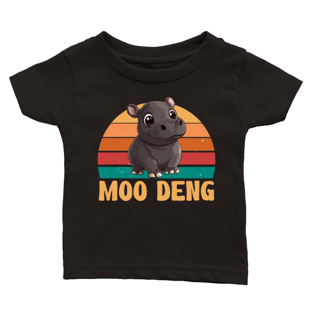 Vintage Moo Deng Baby Hippo Zoo Baby Hippo MooDeng Classic Baby Crewneck T-shirt