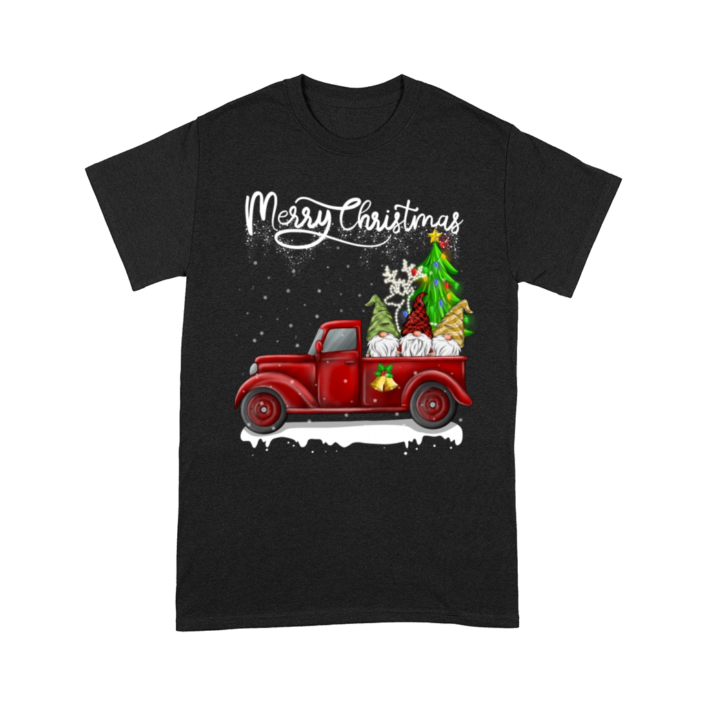 Merry Christmas Vintage Red Truck Gnomes Comfort T-shirt