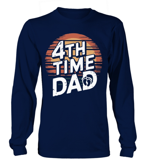 Vintage Retro Sunset 4th Fourth Time Dad est 2024 Long sleeved Unisex