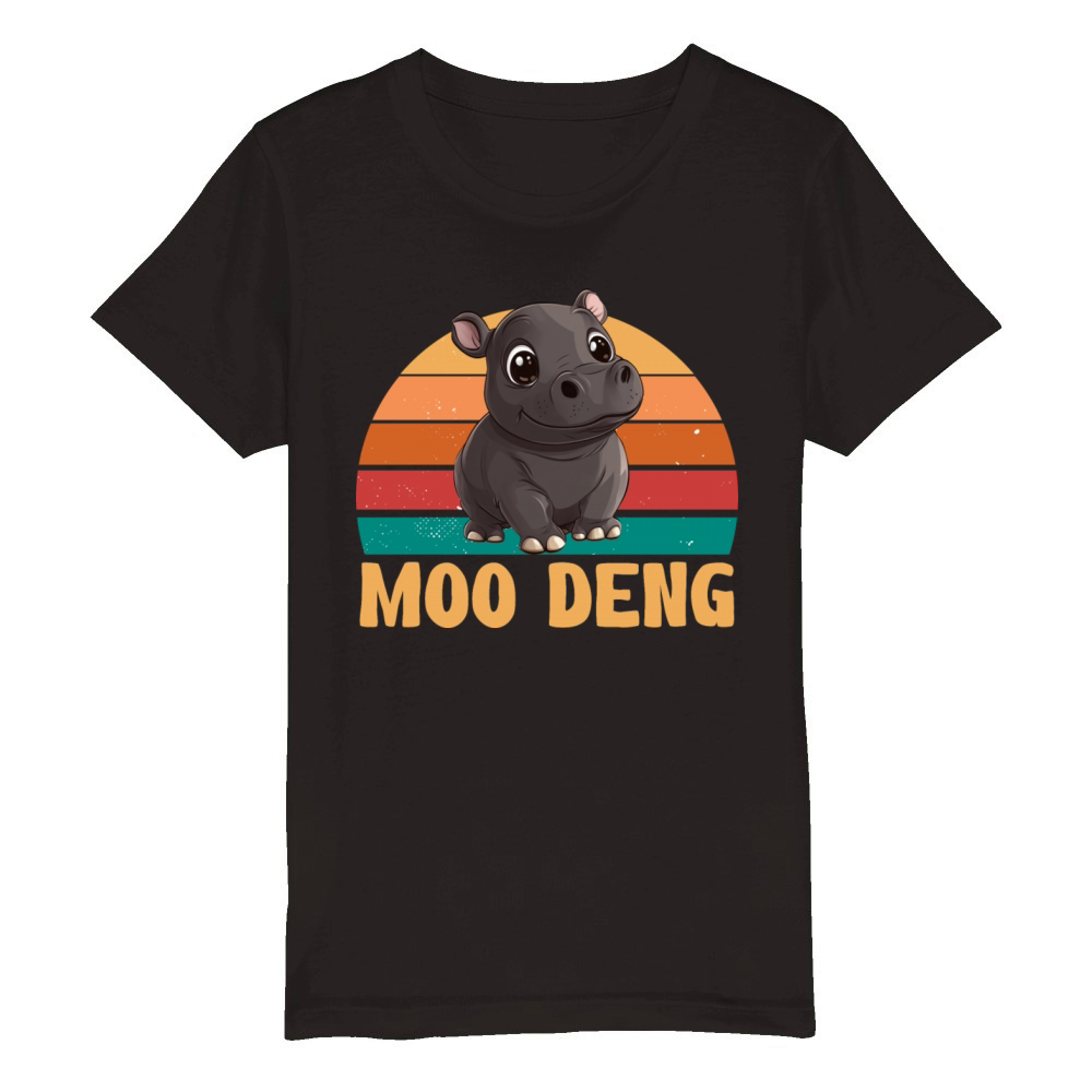 Vintage Moo Deng Baby Hippo Zoo Baby Hippo MooDeng Organic Kids Crewneck T-shirt