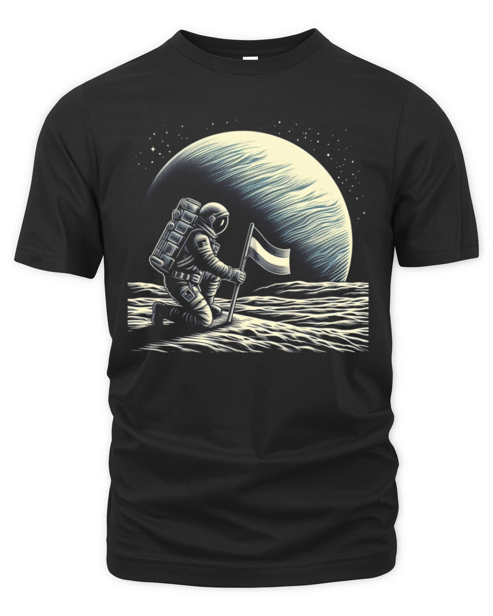Retro Astronaut on Planet Space Adventure Organic Unisex T-shirt