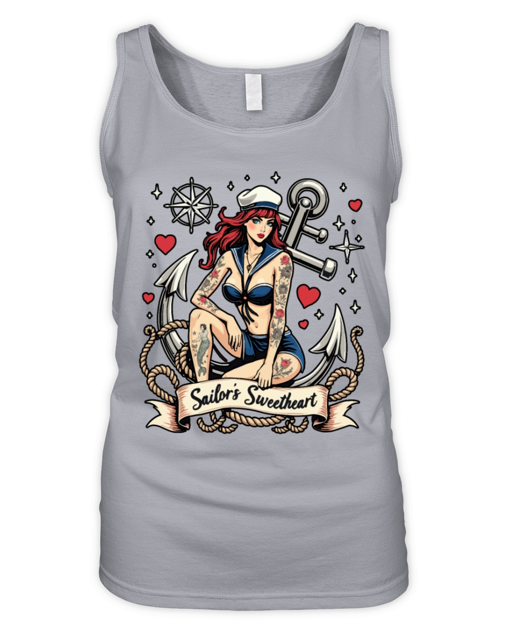 Sailors Sweetheart Pinup Nautical Organic Women's Tank Top