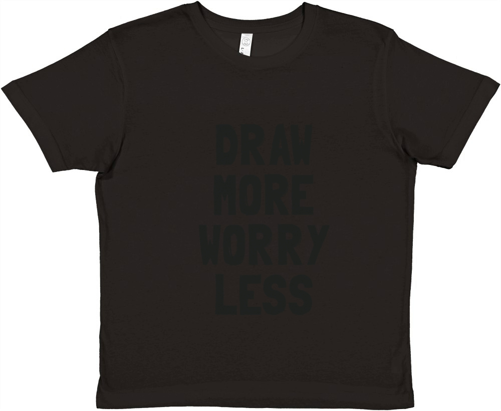 Draw More Worry Less - Creative Inspiration Quote Premium Kids Crewneck T-shirt