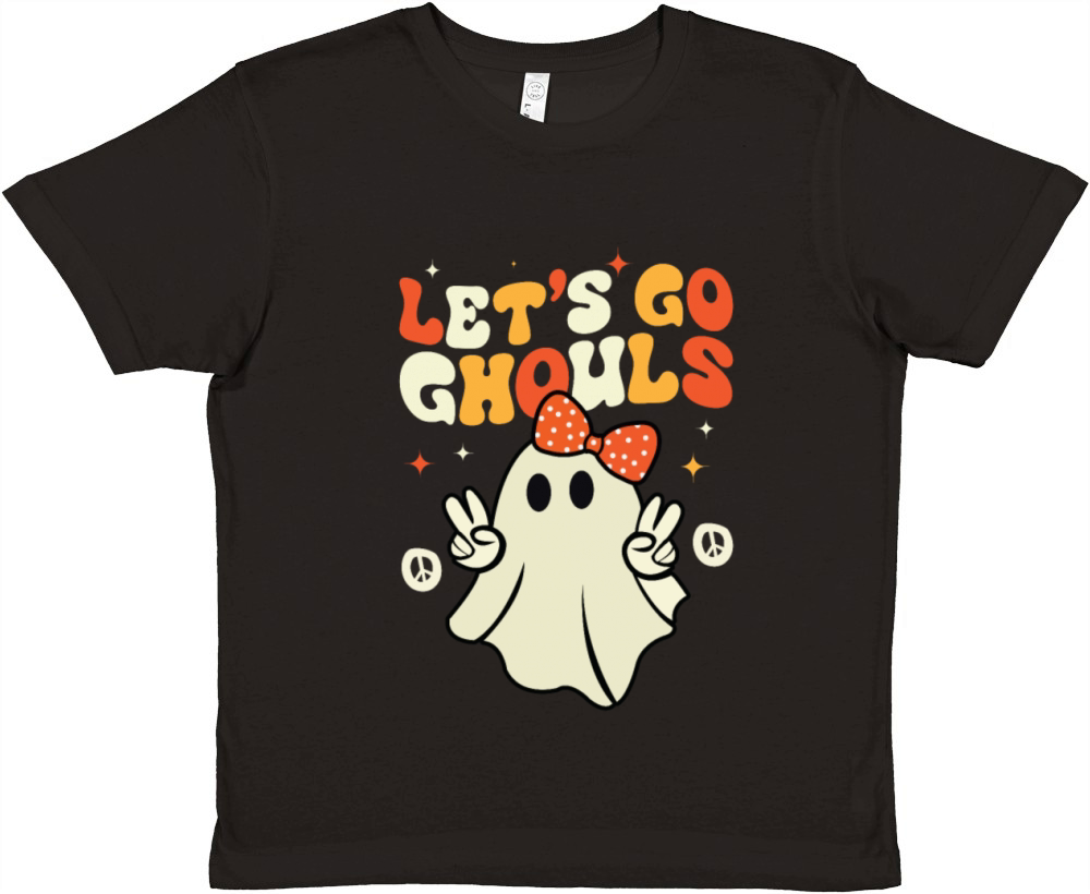 Halloween Lets Go Ghouls Ghost Retro Costume Premium Kids Crewneck T-shirt