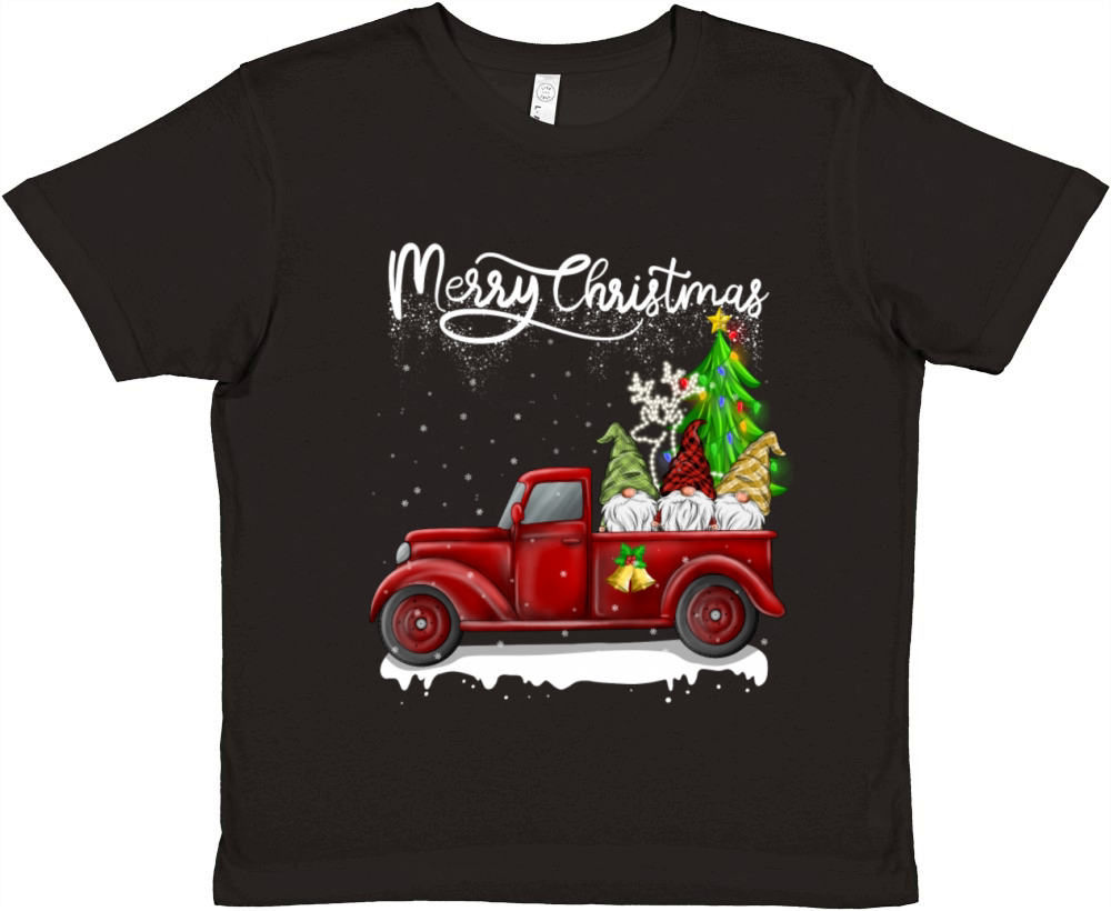 Merry Christmas Vintage Red Truck Gnomes Premium Kids Crewneck T-shirt