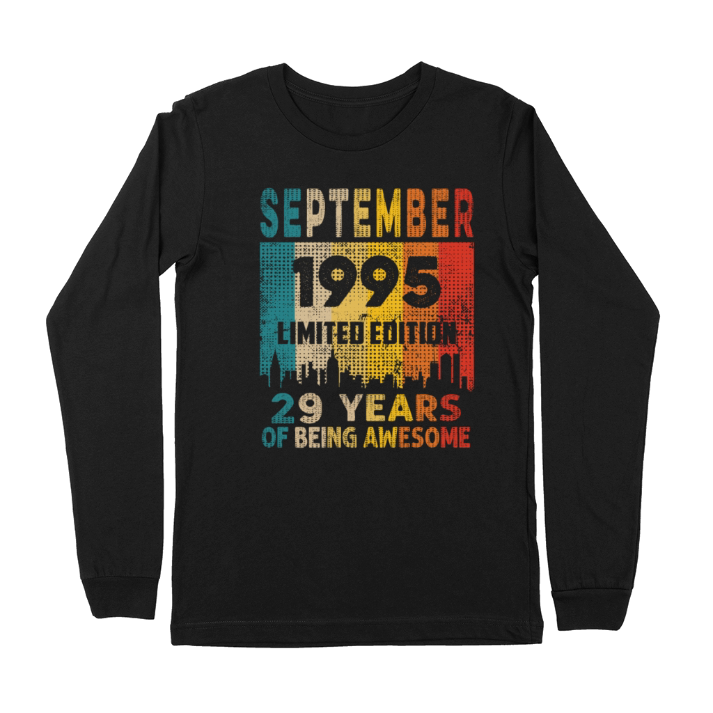 Born in SEPTEMBER 1995 Vintage 29th Birthday Gift Premium Long Sleeve