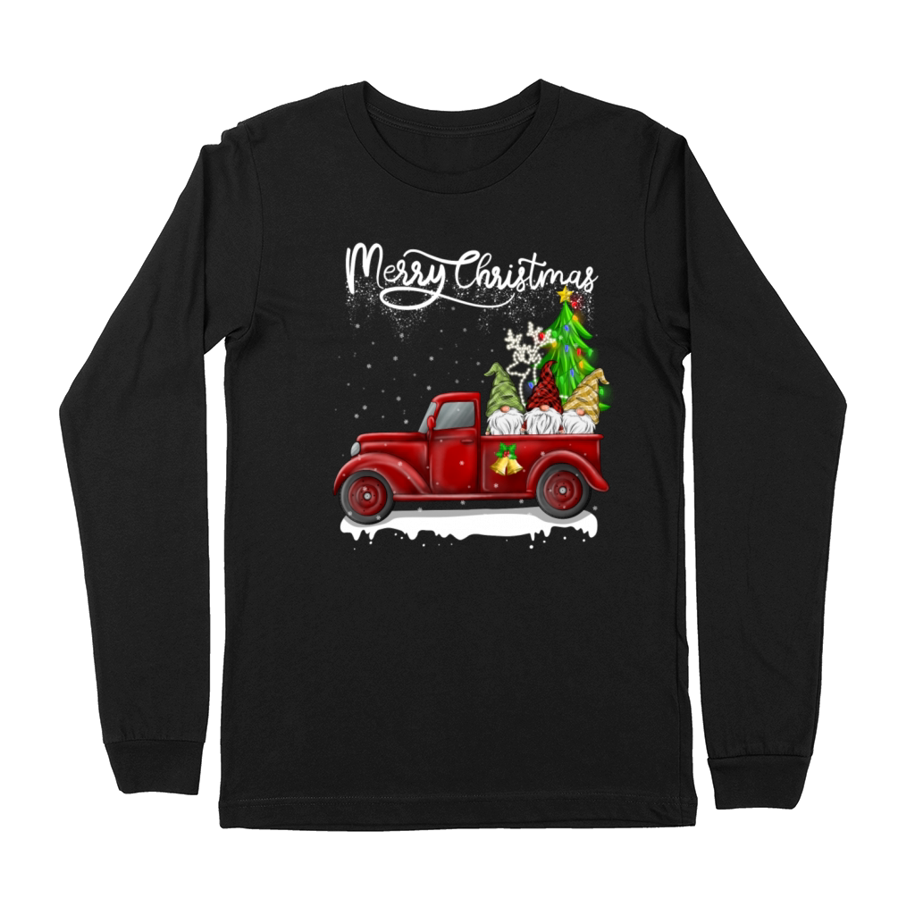 Merry Christmas Vintage Red Truck Gnomes Premium Long Sleeve