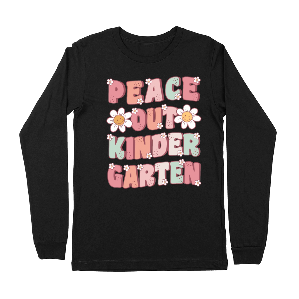 Peace Out Kindergarten Groovy Last Day Premium Long Sleeve