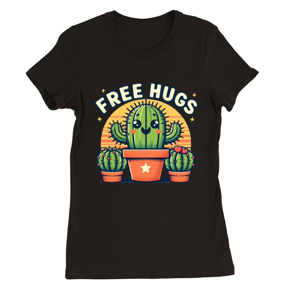 Cactus Free Hugs Premium Womens Crewneck T-shirt