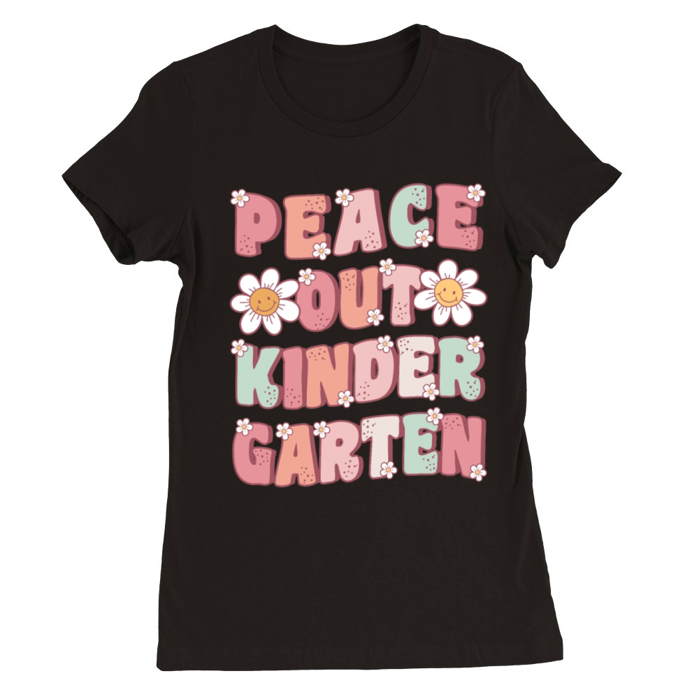 Peace Out Kindergarten Groovy Last Day Premium Womens Crewneck T-shirt