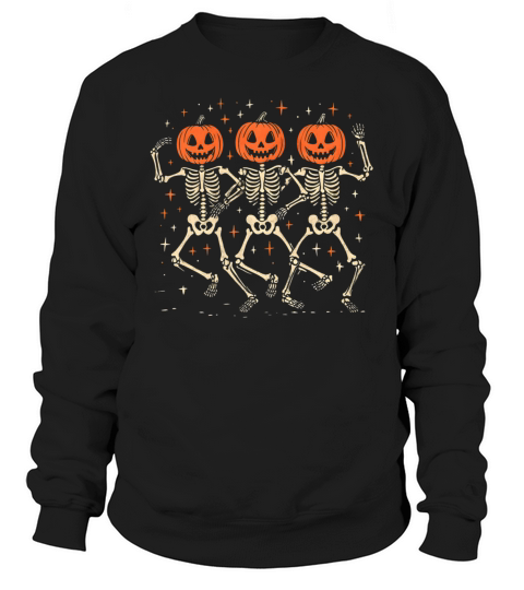Skeletons with Pumpkin Heads Dancing Sweatshirt Unisex