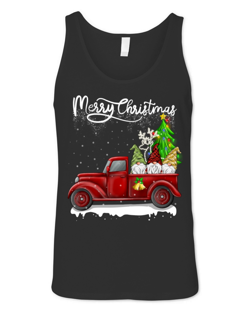Merry Christmas Vintage Red Truck Gnomes Unisex Jersey Tank