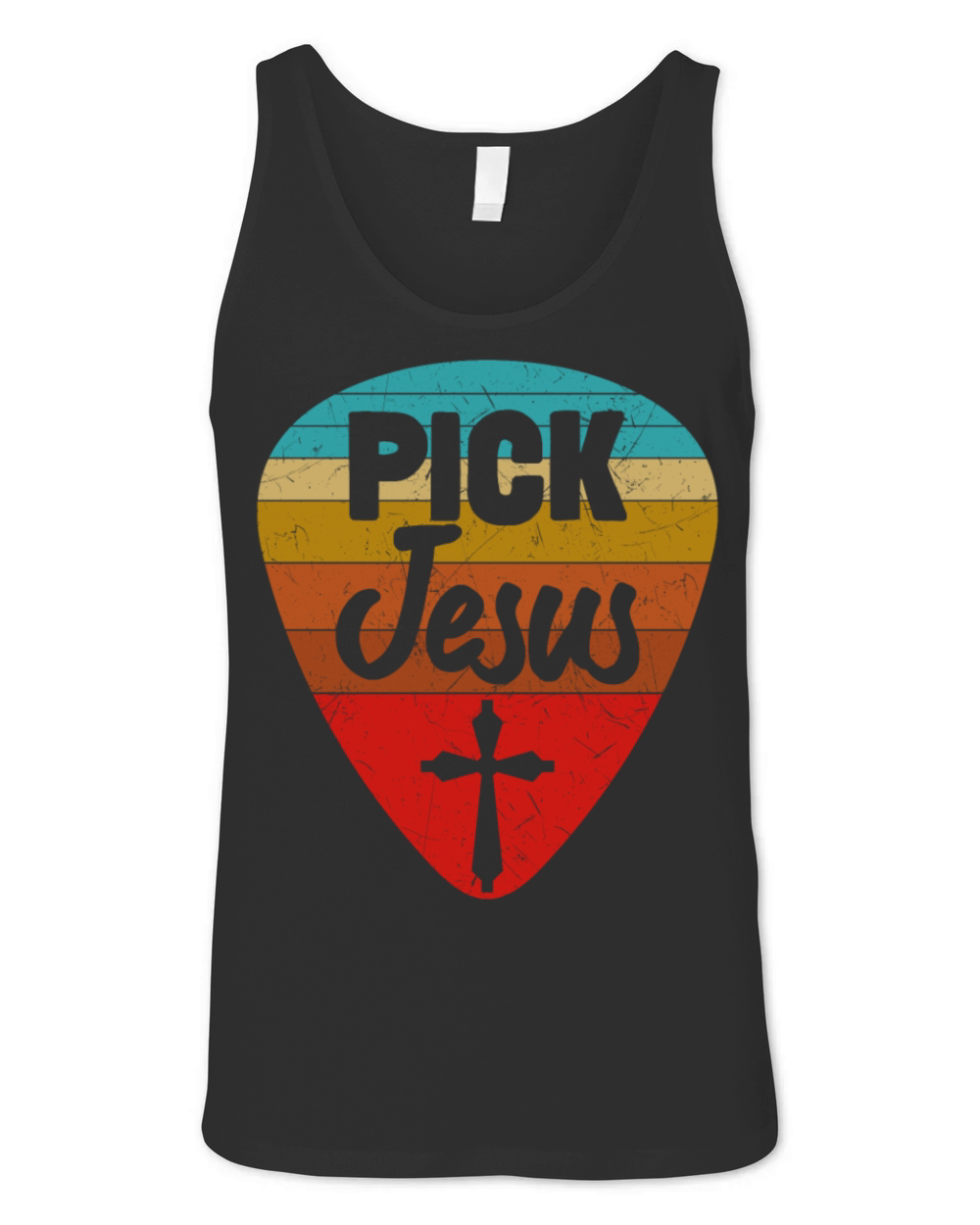 Vintage Guitarist Guitar Pick Christian Jesus Unisex Jersey Tank