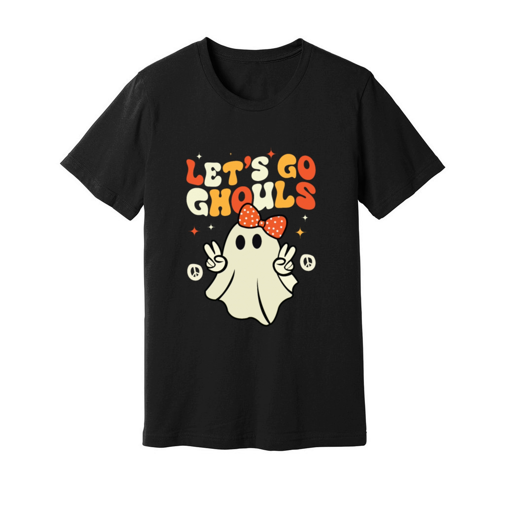 Halloween Lets Go Ghouls Ghost Retro Costume Unisex Jersey Tee