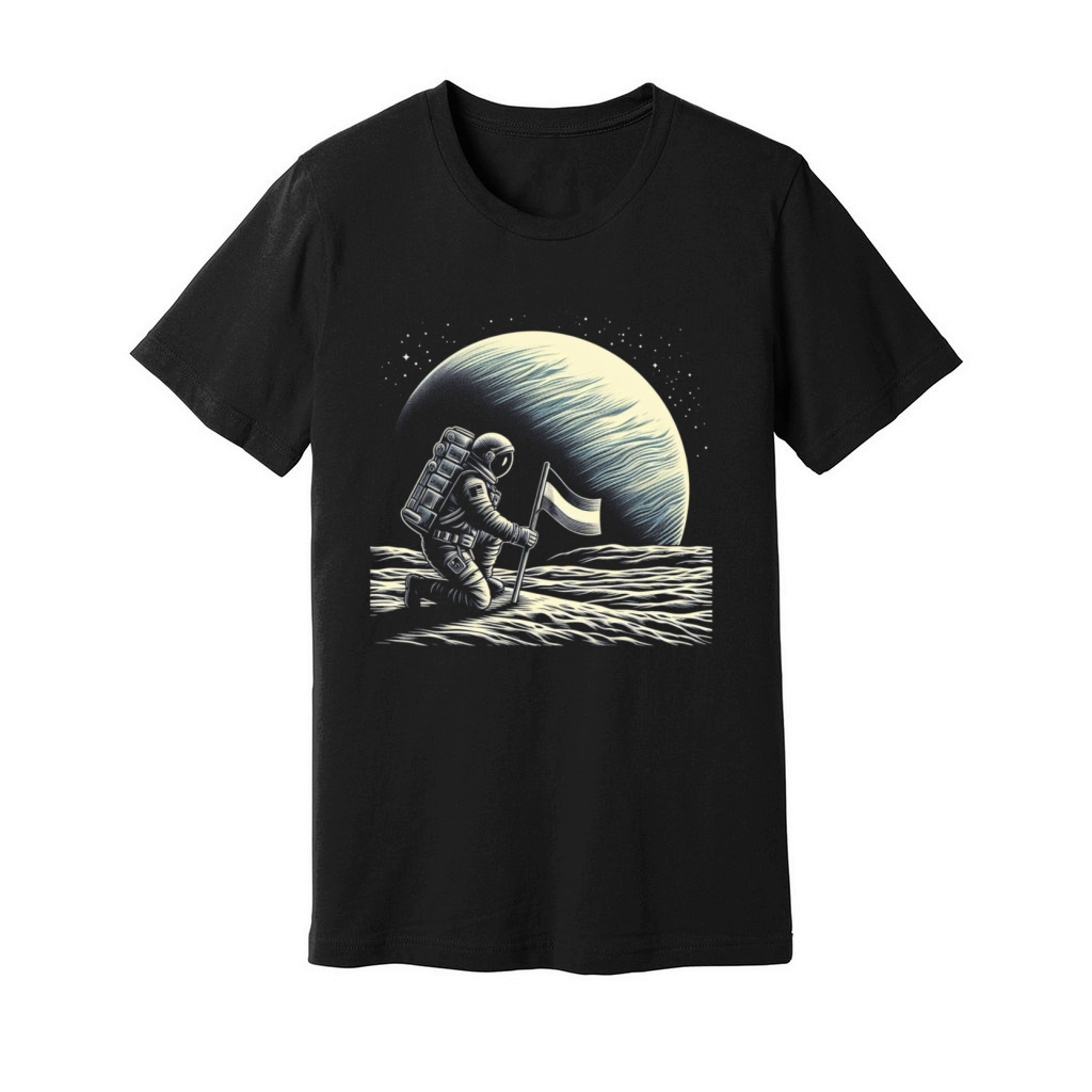 Retro Astronaut on Planet Space Adventure Unisex Jersey Tee