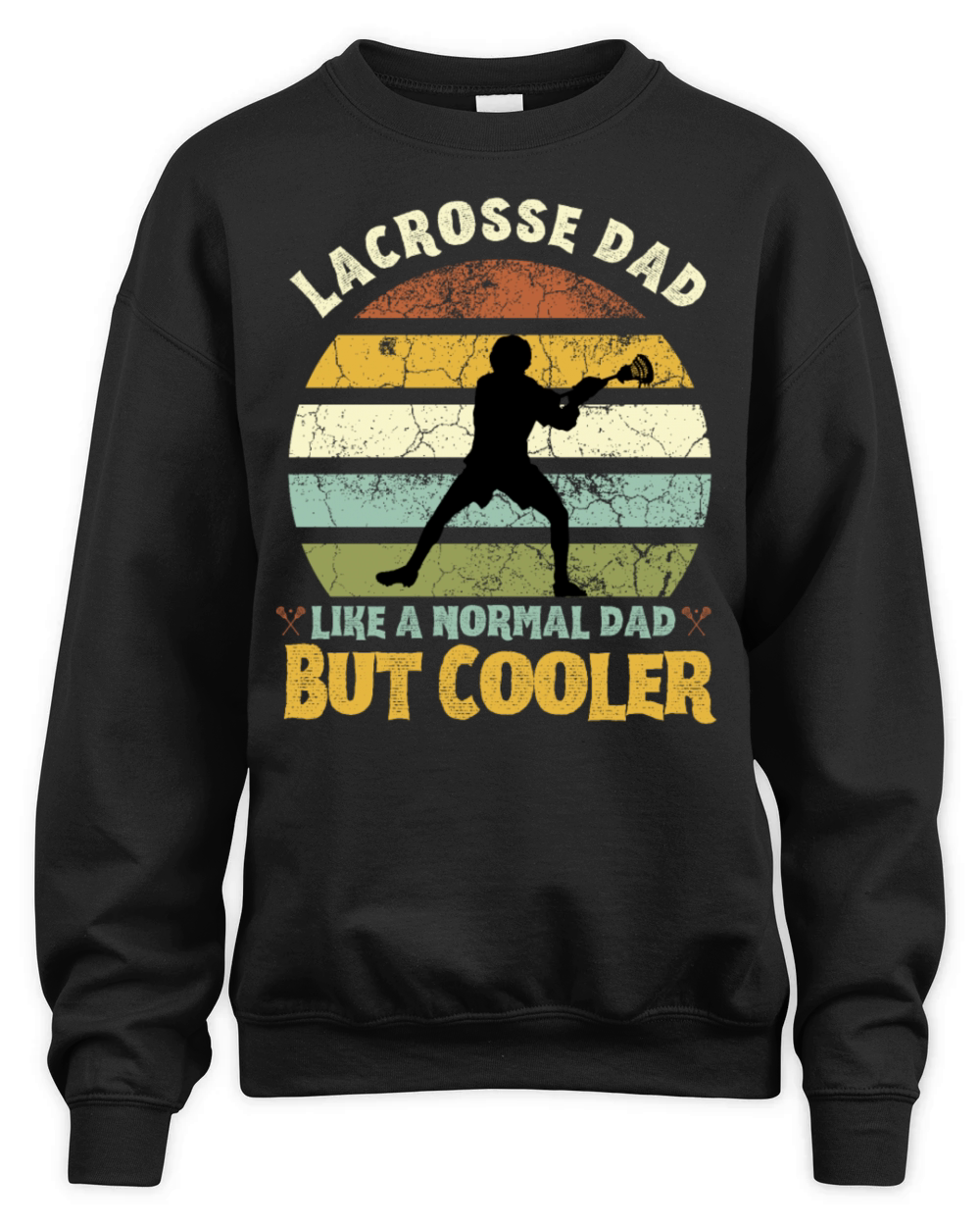 Retro Lacrosse Dad Regular Dad But Cooler Gifts Unisex Premium Crewneck Sweatshirt