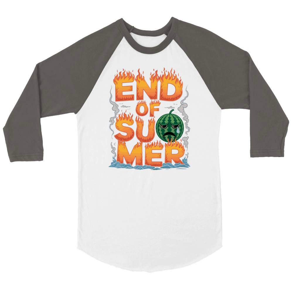 End of Summer In Flames Upset Watermelon Design Unisex ¾ sleeve Raglan T-shirt