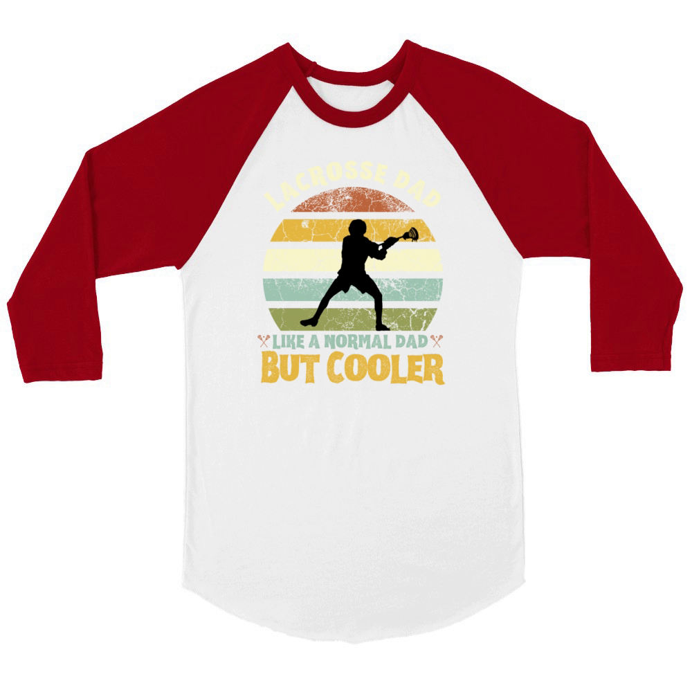 Retro Lacrosse Dad Regular Dad But Cooler Gifts Unisex ¾ sleeve Raglan T-shirt