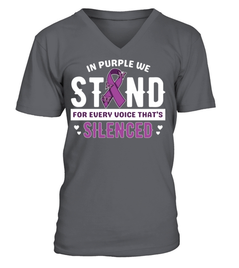 Purple ribbon Violence Awareness shirt design V-Neck T-shirt