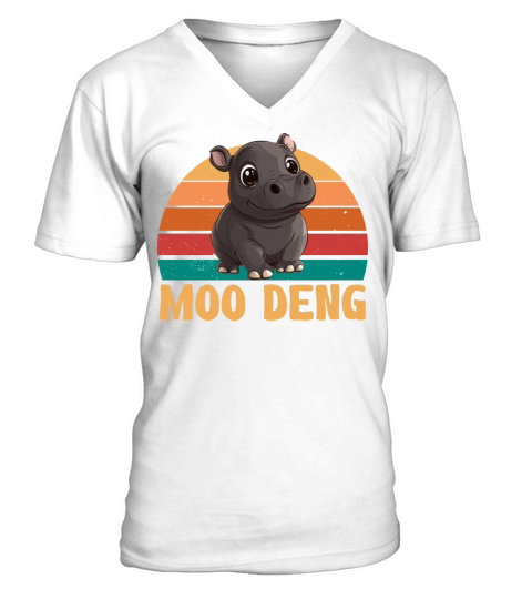 Vintage Moo Deng Baby Hippo Zoo Baby Hippo MooDeng V-Neck T-shirt