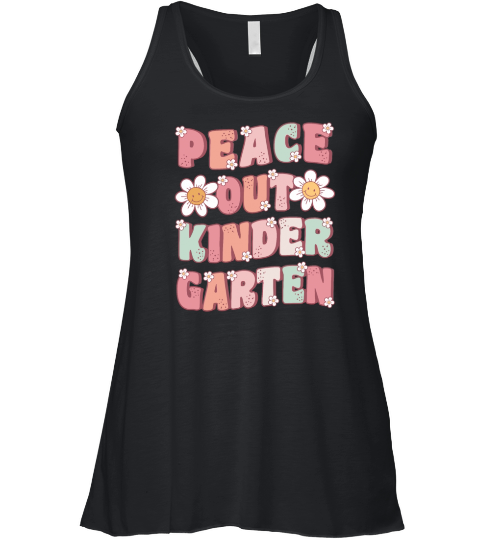 Peace Out Kindergarten Groovy Last Day Women's Flowy Tank Top