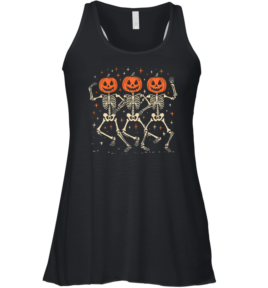 Skeletons with Pumpkin Heads Dancing Women's Flowy Tank Top