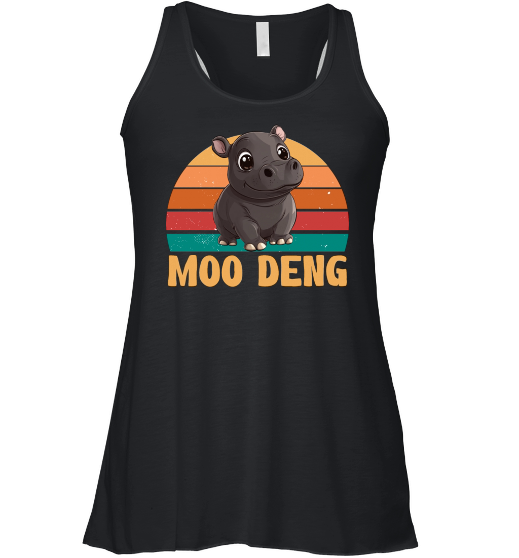 Vintage Moo Deng Baby Hippo Zoo Baby Hippo MooDeng Women's Flowy Tank Top