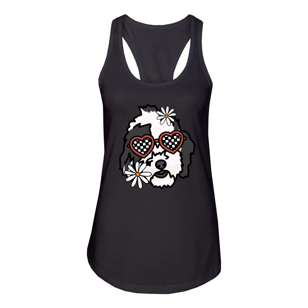 Sheepadoodle retro Dog Women's Racerback Tank