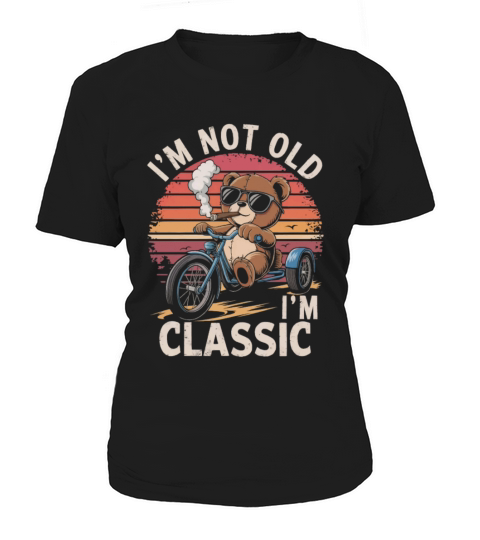 Teddy bear with sunglasses on tricycle with cigar Women's T-Shirt