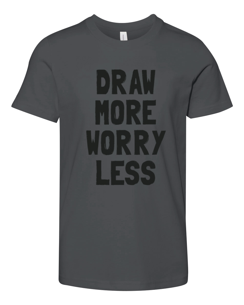 Draw More Worry Less - Creative Inspiration Quote Youth Unisex Jersey Tee