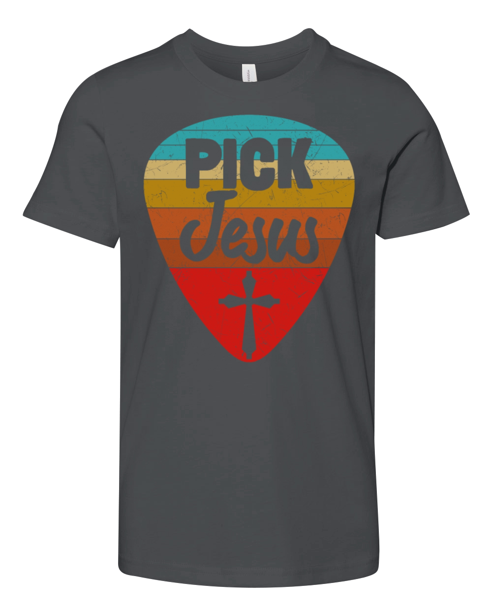 Vintage Guitarist Guitar Pick Christian Jesus Youth Unisex Jersey Tee