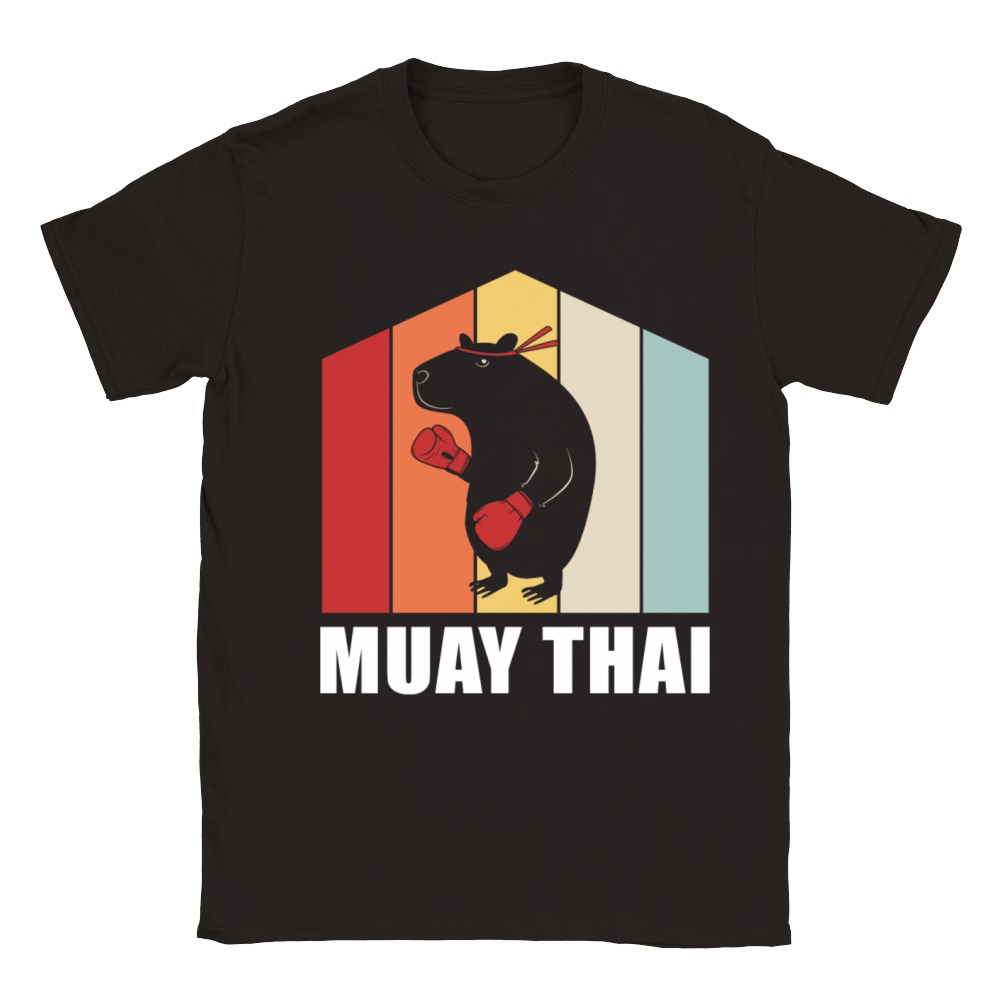 Colorful Animal Kickboxing Capybara Muay Thai Classic Kids Crewneck T-shirt