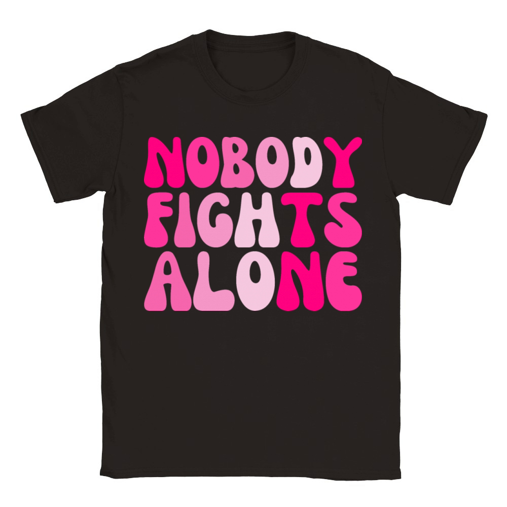 Pink Nobody Fights Alone Breast Cancer Support Classic Kids Crewneck T-shirt
