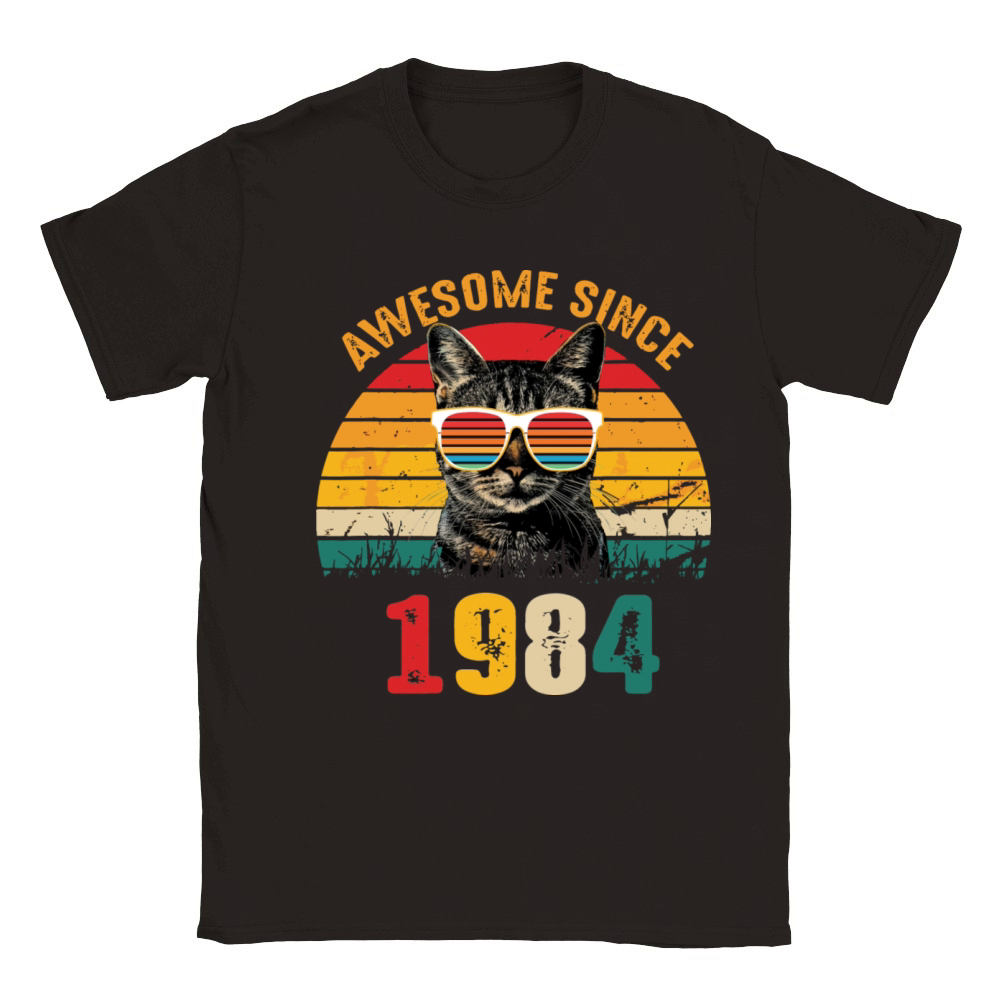 Retro Awesome Cool Cat Since 1984 Classic Kids Crewneck T-shirt