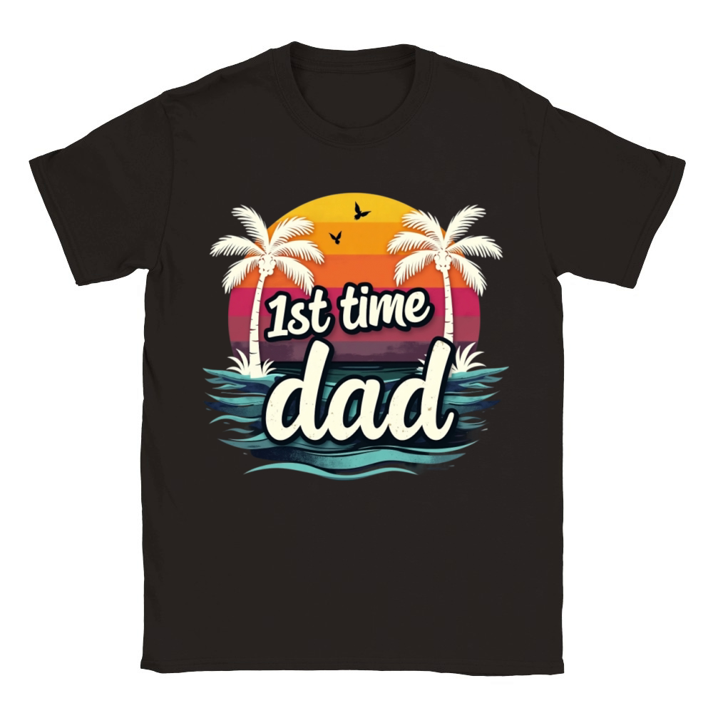 Vintage Retro Sunset 1st First Time Dad est 2024 Classic Kids Crewneck T-shirt